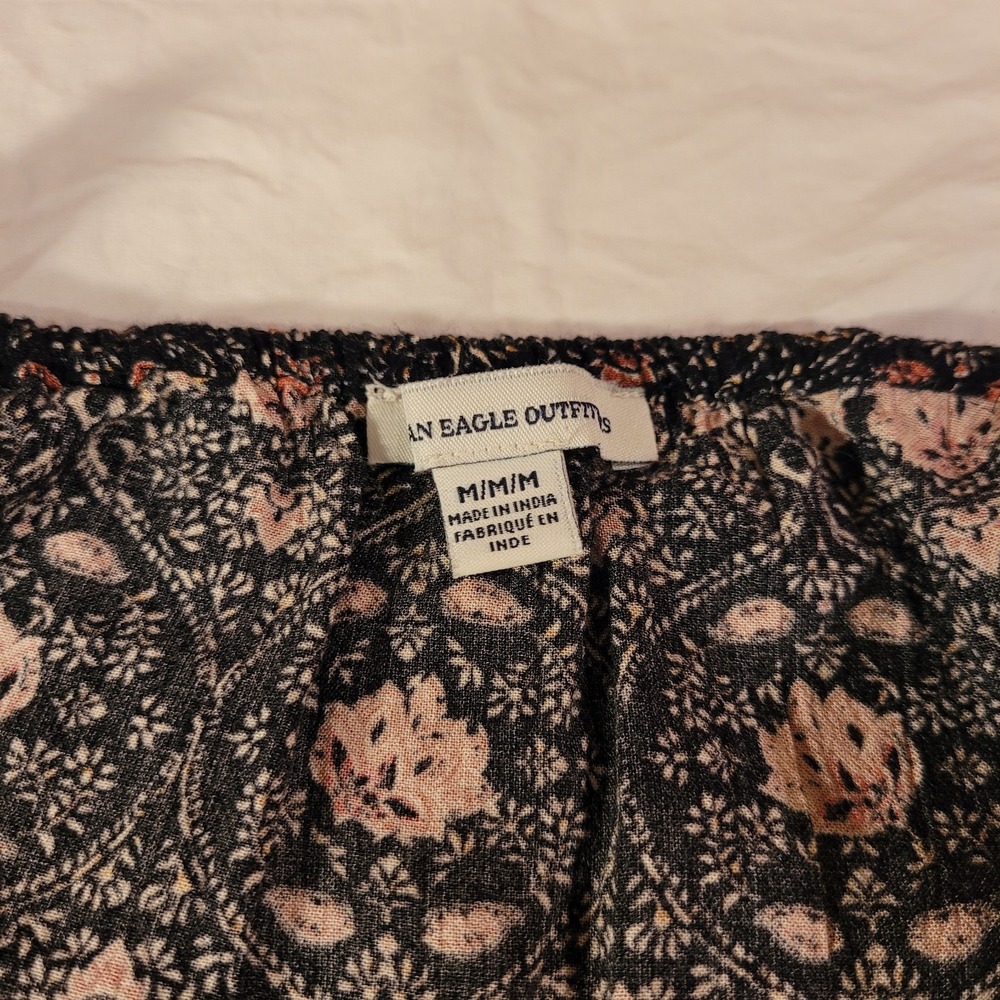 American Eagle Floral Print Sleeveless Mini Dress, Women's Size M, Black - Picture 3 of 9